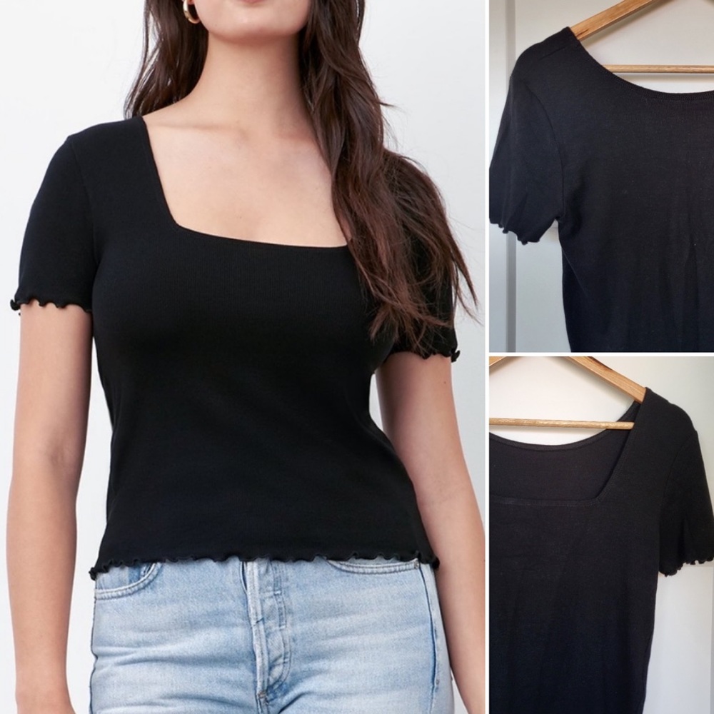 VETTA | Black Convertible Ribbed Tee